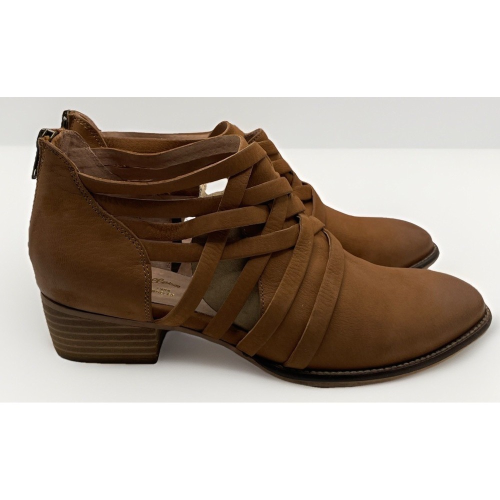 Seychelles So Blue Boots Leather Woven Cutout‎ Booties Brown Sz  8.5